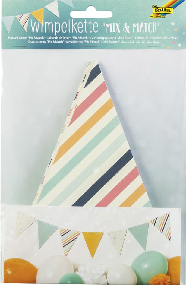 Folia Wimpelkette , Mix & Match, , Aus Motivkarton, 14 Wimpel