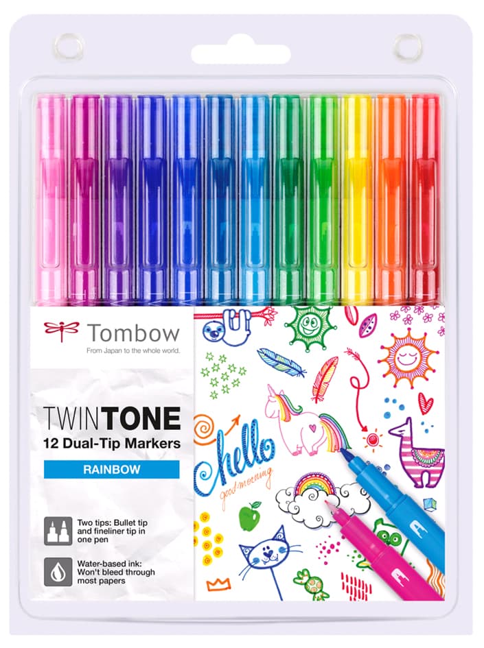 Tombow Doppelfasermaler , Twintone,  Rainbow Colours, 12er Set