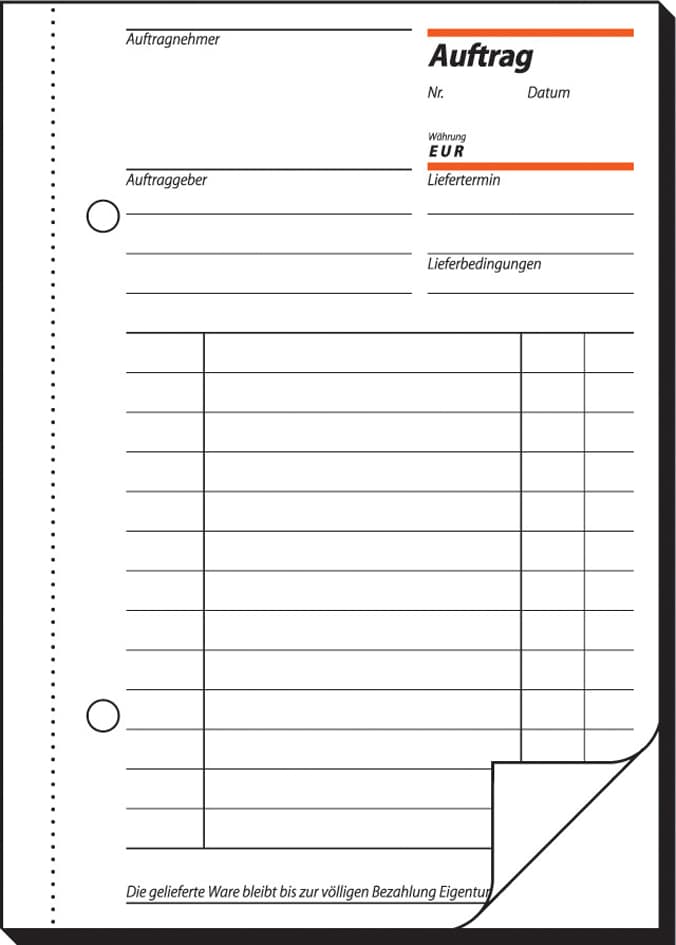 Sigel Formularbuch , Auftrag, , A5, 2 X 50 Blatt, Blaupapier