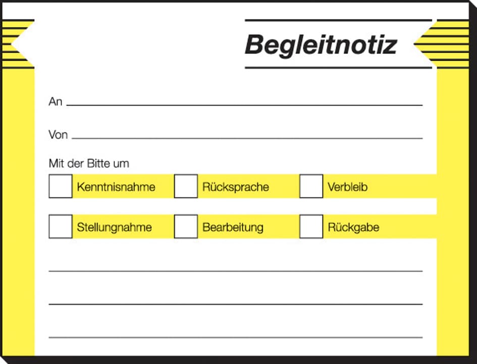 Sigel Haftformular , Begleitnotiz, , 100 X 75 Mm, 50 Blatt