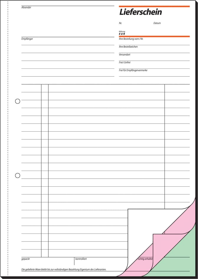 Sigel Formularbuch , Lieferschein Mit Empfangsschein, , A4, Sd