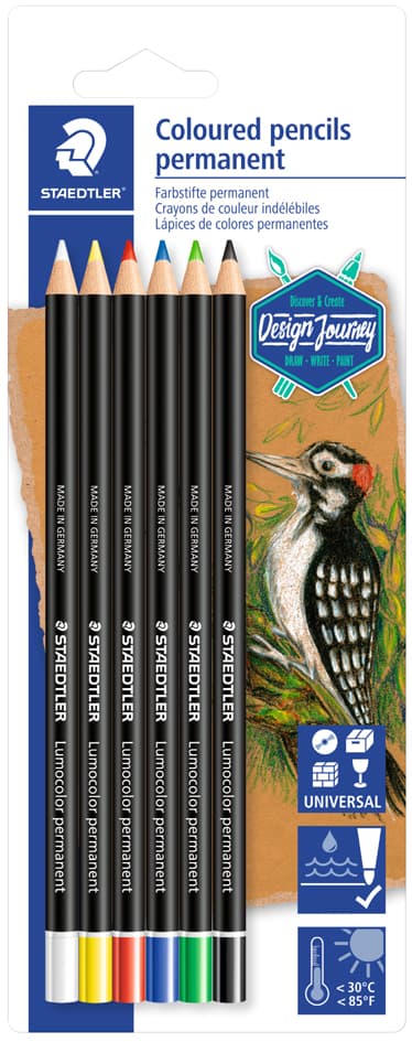 Staedtler Trockenmarker Lumocolor Permanent Glasochrom, 6er