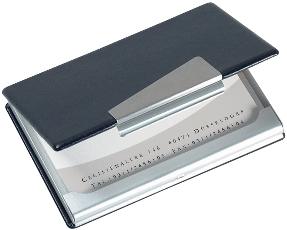 Sigel Visitenkarten-Etui , Alu/Lederoptik, , Silber / Schwarz