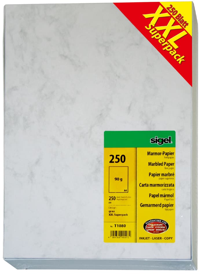 Sigel Marmor-Papier , Xxl Superpack, , A4, 90 G/Qm, Feinpapier