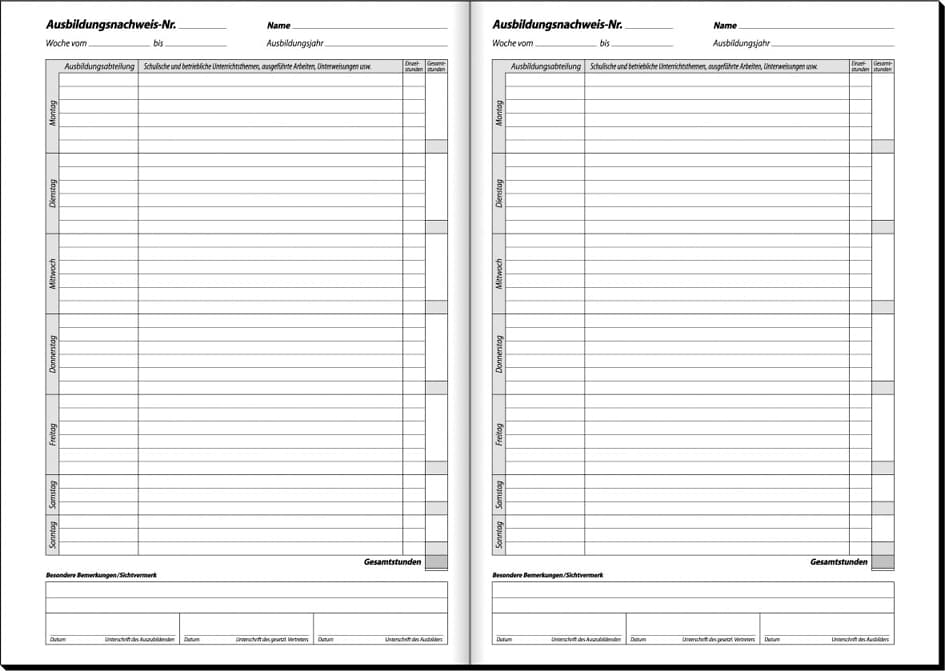 Sigel Formularbuch , Ausbildungsnachweis, , A4, 28 Blatt