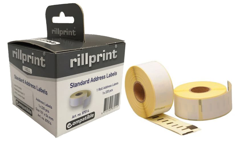 Rillprint Rollenetiketten, 101 X 54 Mm, Weiß, 12 Rollen