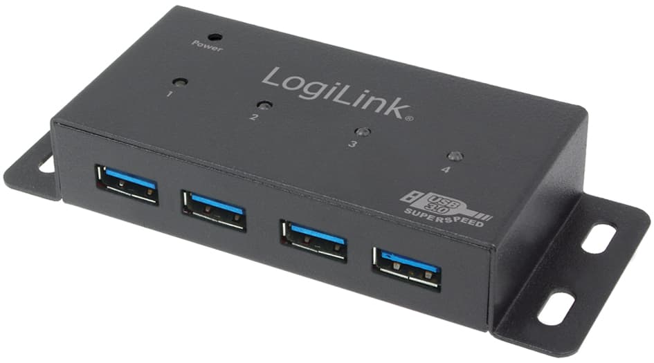 Logilink Usb 3.0 Hub Für Wandmontage, 4 Port, Metallgehäuse