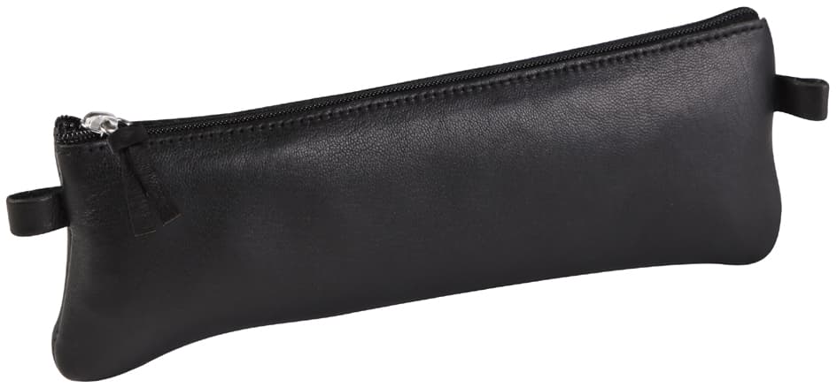 Clairefontaine Schlamper-Etui, Flach, Leder, Schwarz