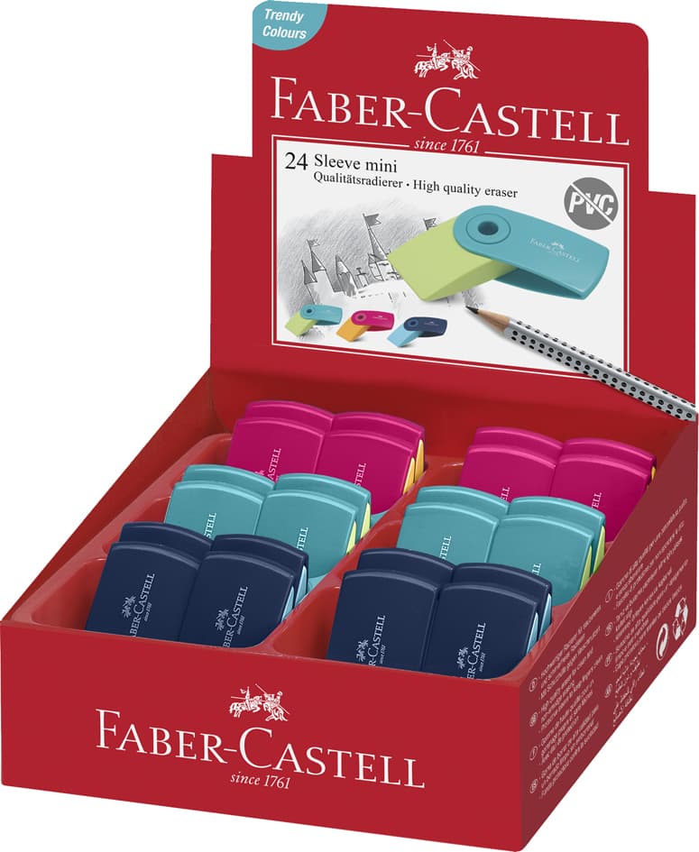 Faber-Castell Kunststoff-Radierer Sleeve Mini, Sortiert