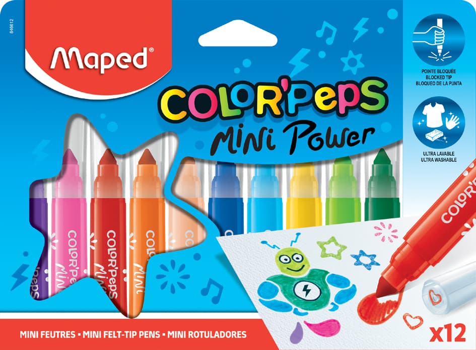 Maped Fasermaler Color, Peps Mini Power, 12er Kartonetui