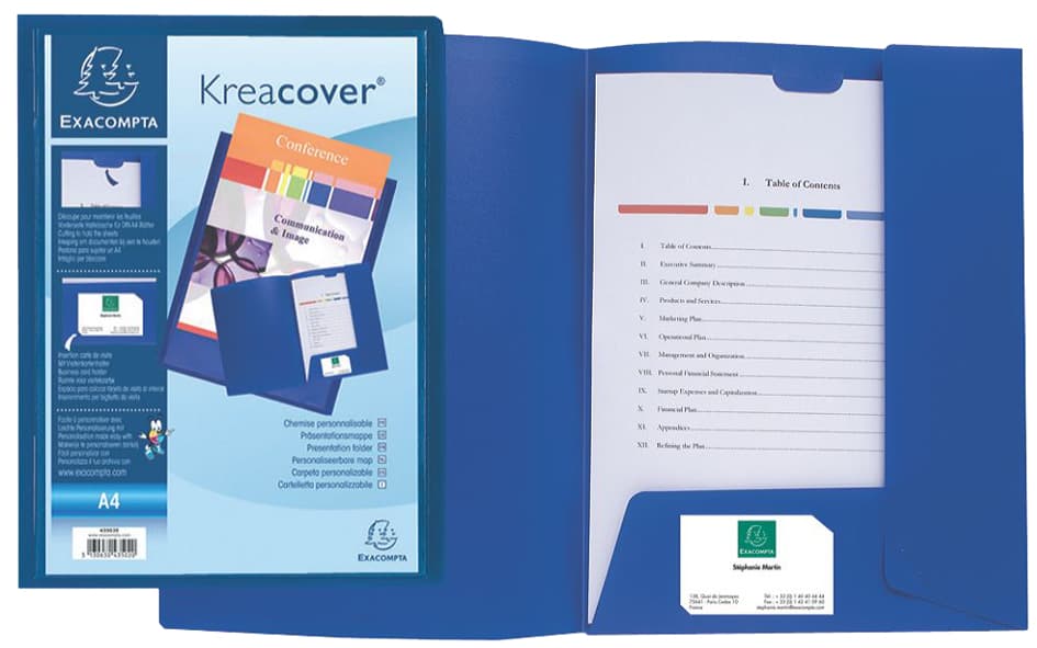 Exacompta Präsentationsmappe Kreacover, Pp, A4, Blau