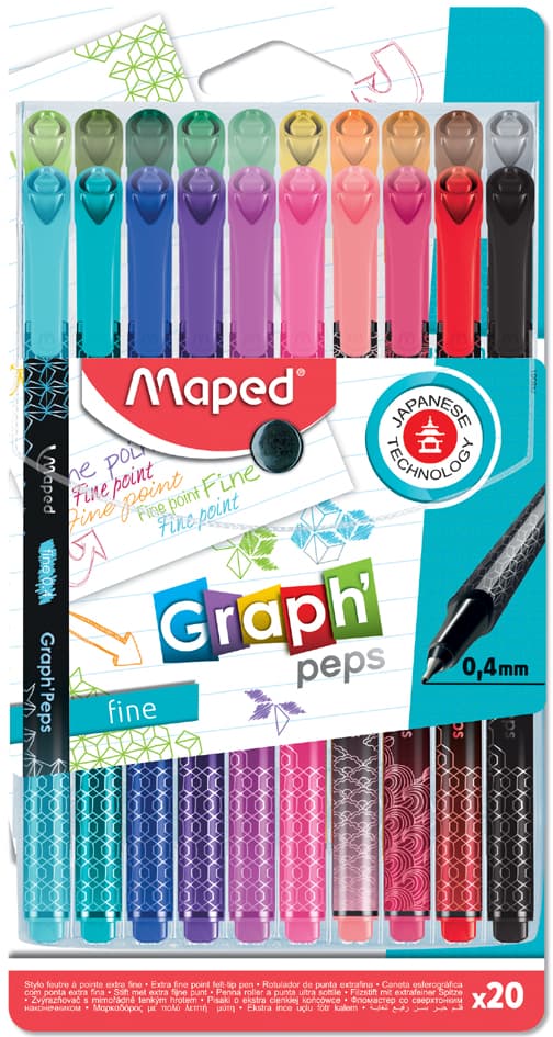 Maped Fineliner Graph, Peps Premium, 20er Kunststoff-Etui