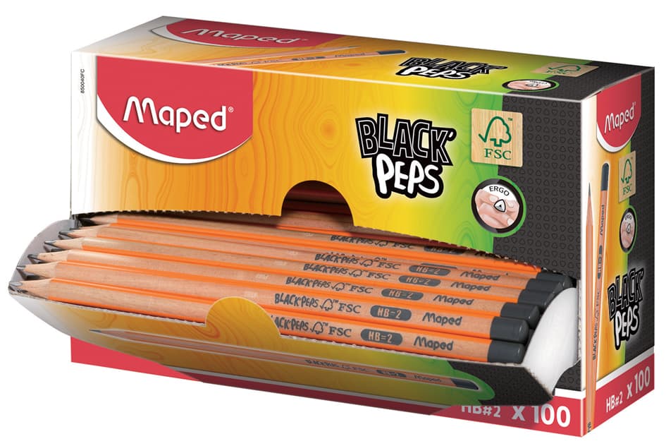 Maped Bleistift Black, Peps, Härtegrad: Hb, 100er Displaybox