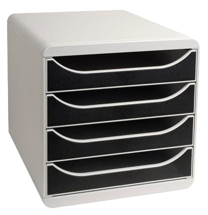 Exacompta Schubladenbox Big-Box, 4 Schübe, Lichtgrau/Schwarz