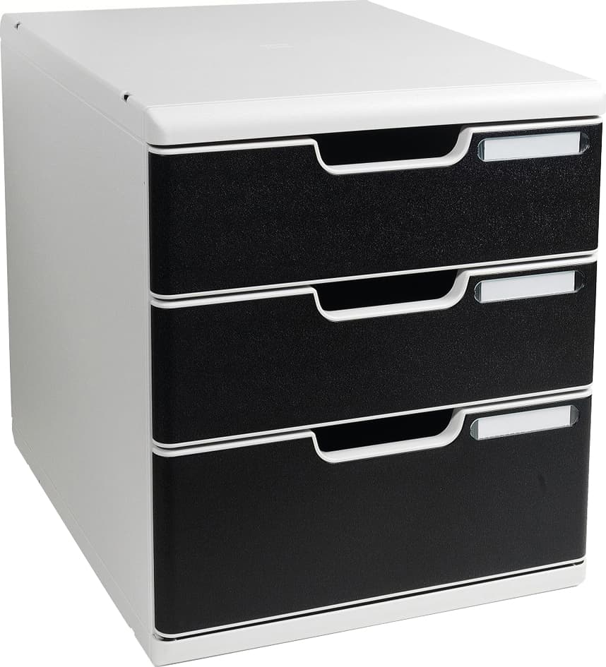 Exacompta Schubladenbox Modulo A4, 3 Schübe, Schwarz