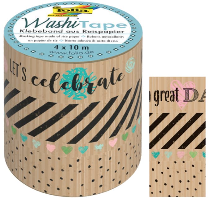 Folia Deko-Klebeband Washi-Tape Kraftpapier I, 4er Set