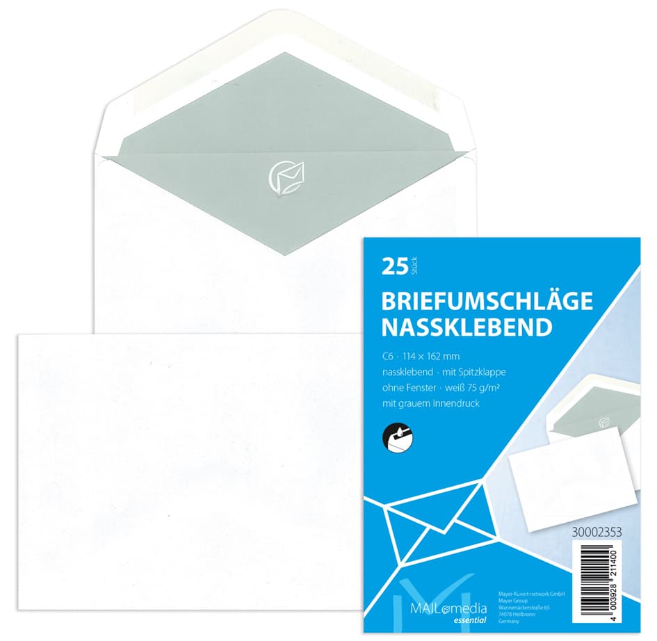 Mailmedia Briefumschlag Offset Weiß, B6, Ohne Fenster