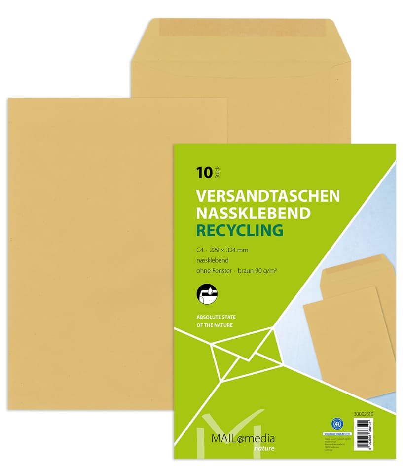 Mailmedia Versandtasche Natron Braun, B5, Ohne Fenster