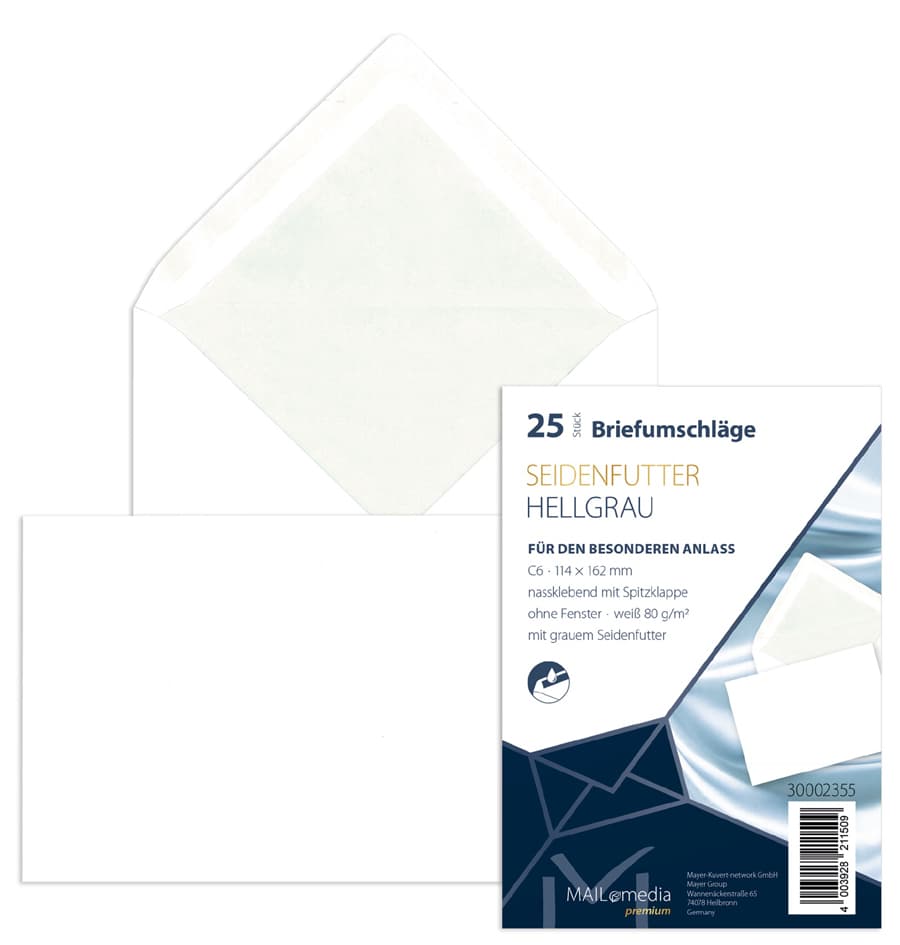 Mailmedia Briefumschlag Offset Weiß Mit Seidenfutter, C6
