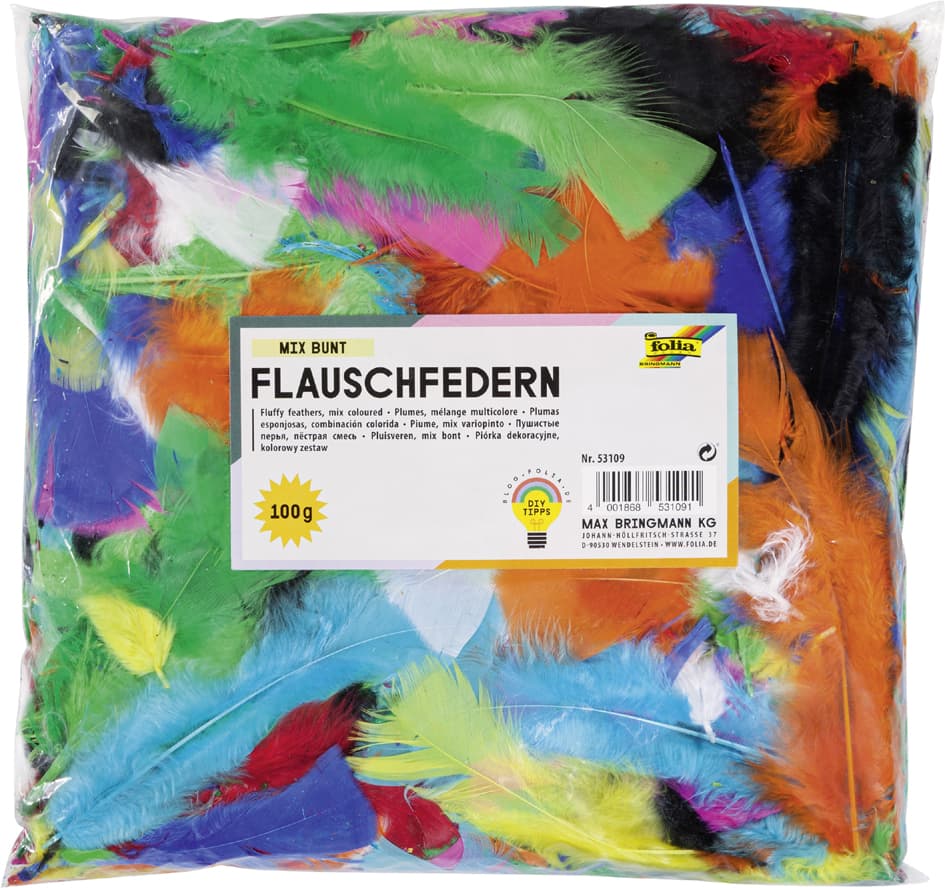 Folia Flauschfedern, 100 G, Farbig Sortiert