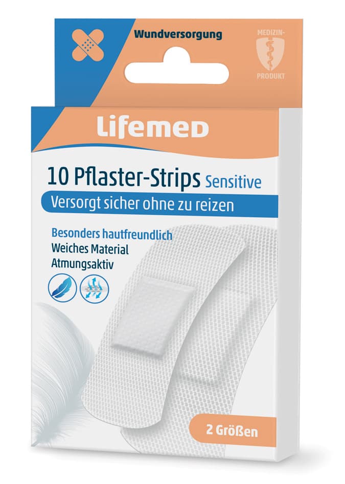 Lifemed Pflaster-Strips , Sensitive, , Weiß, 10er