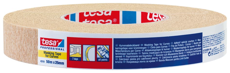 Tesa Maler Krepp 4319 Papierabdeckband, 19 Mm X 50 M