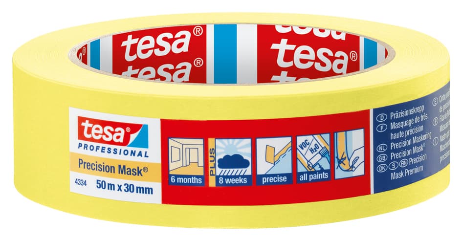 Tesa Präzisions-Krepp 4334 Papierabdeckband, 30 Mm X 50 M