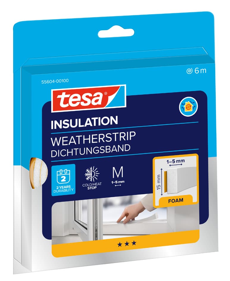 Tesa Insulation Dichtungsband M, Weiß, 15 Mm X 6 M