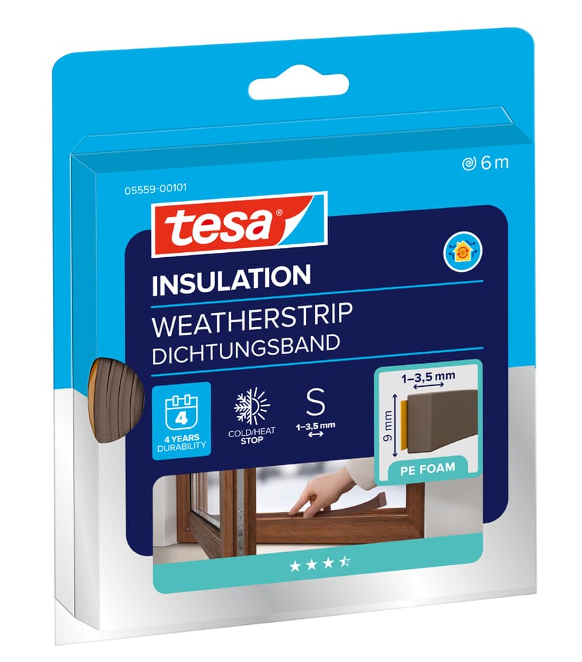 Tesa Insulation Dichtungsband I-Profil, Braun, 9 Mm X 6 M