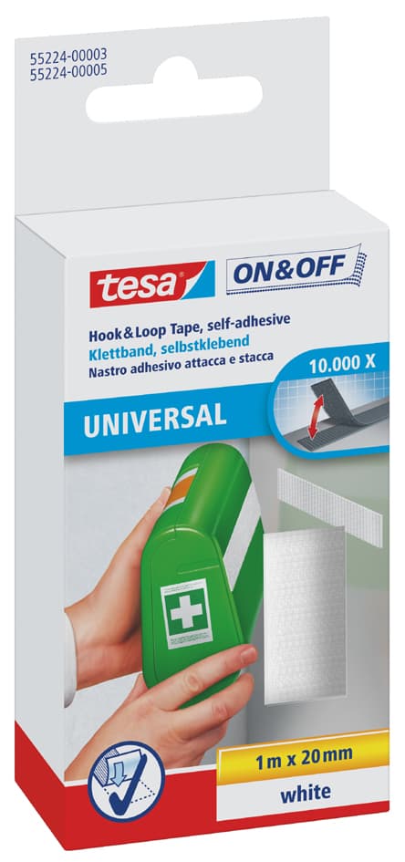 Tesa On & Off Klettband, 20 Mm X 1,0 M, Schwarz