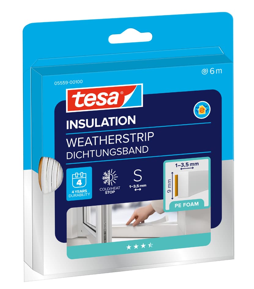 Tesa Insulation Dichtungsband I-Profil, Weiß, 9 Mm X 6 M