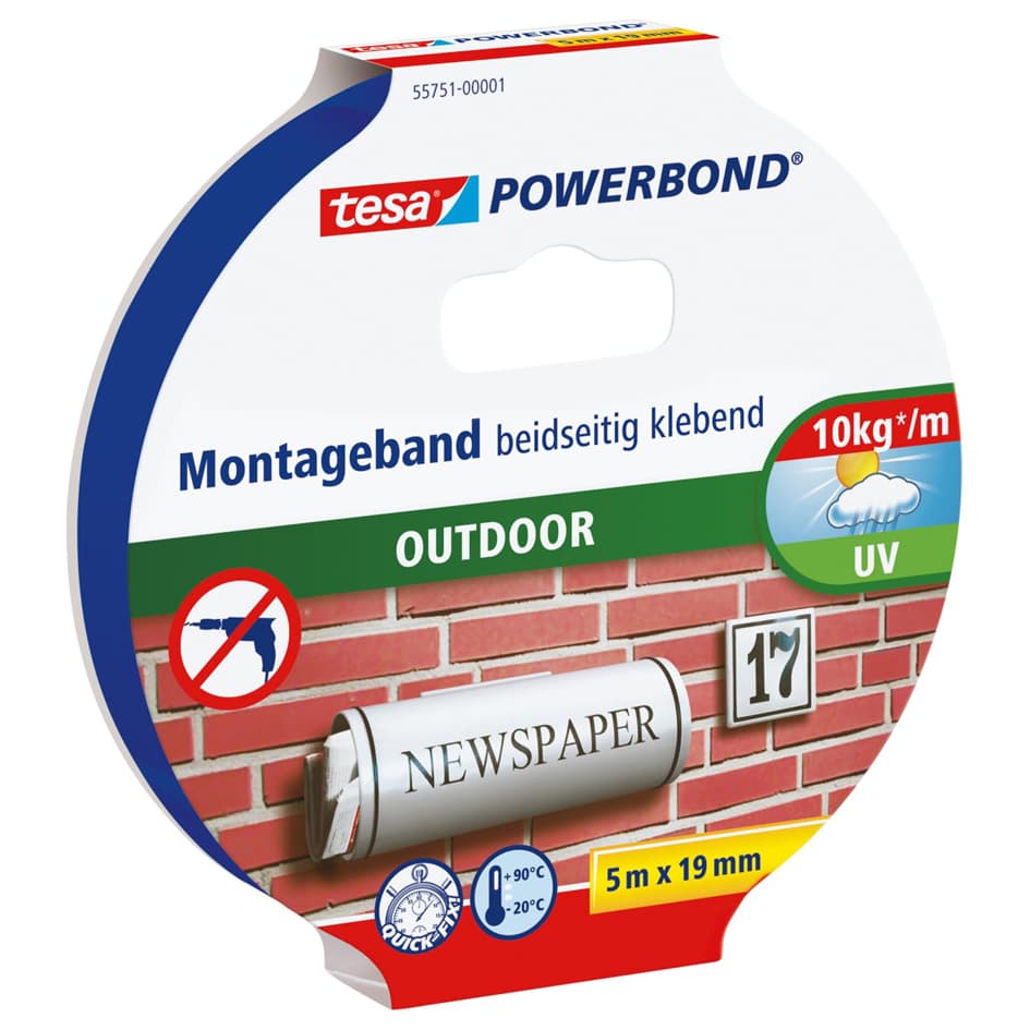 Tesa Powerbond Montageband Outdoor, 19 Mm X 5,0 M