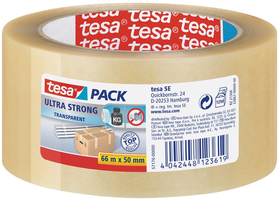 Tesapack Verpackungsklebeband Ultra Strong, 38 Mm X 66 M