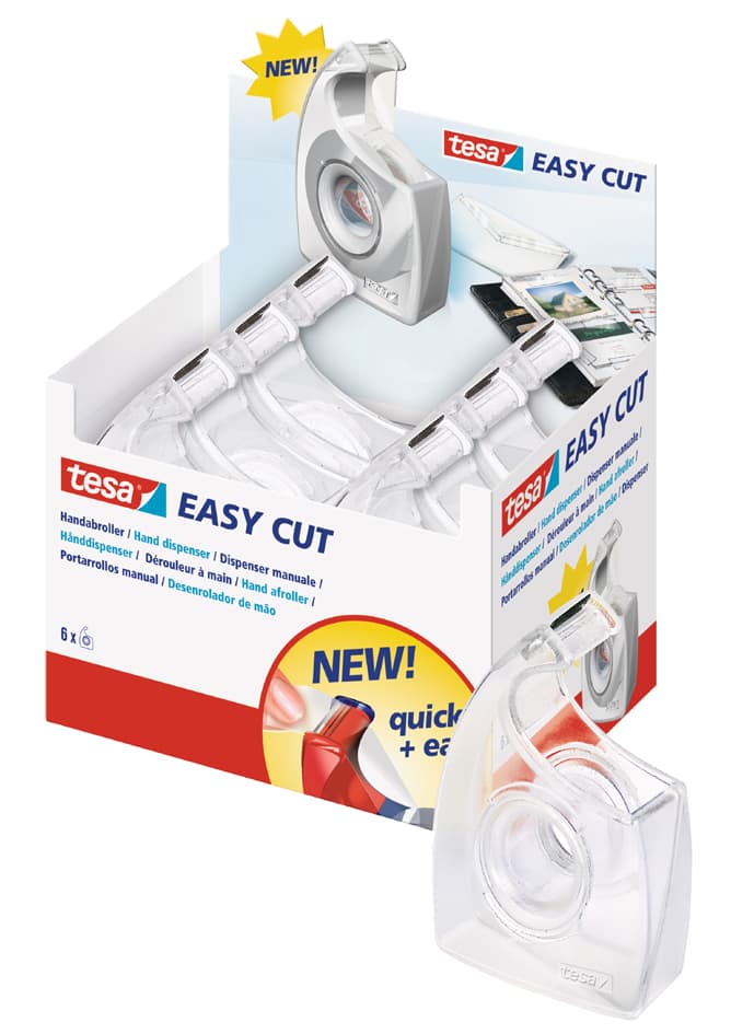 Tesa Easy Cut Handabroller, Transparent, Unbestückt, Display