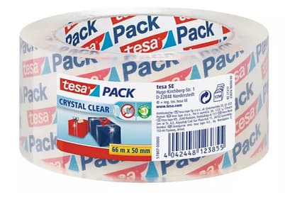 Tesapack Verpackungsklebeband Crystal Clear, 50 Mm X 66 M