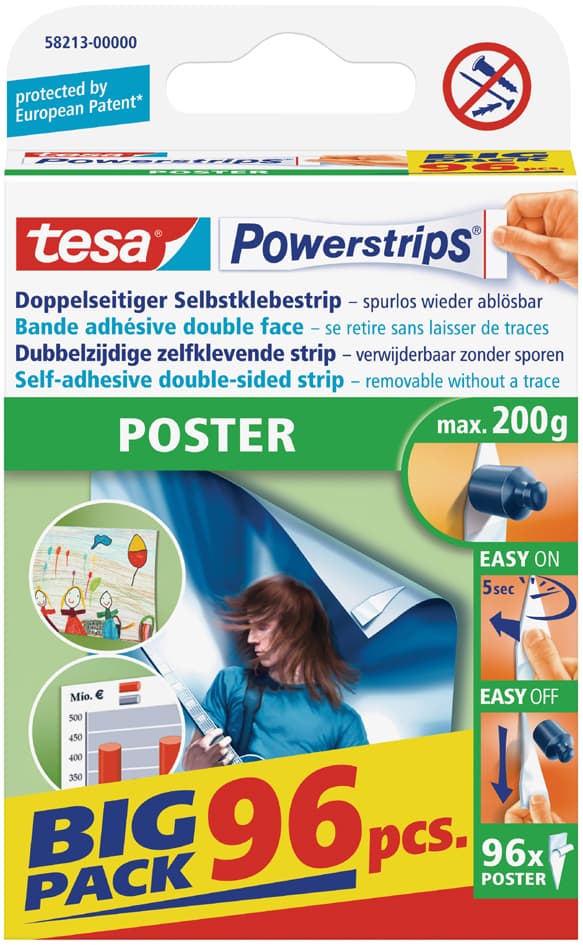Tesa Powerstrips Poster, Haltekraft: Max. 0,2 Kg