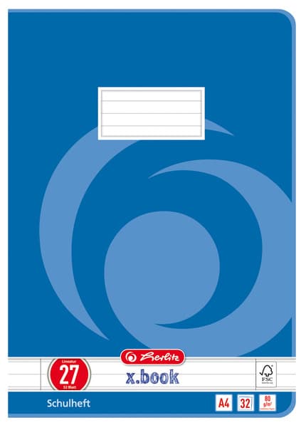 Herlitz Schulheft X.Book, Din A4, Lineatur 21 / Liniert