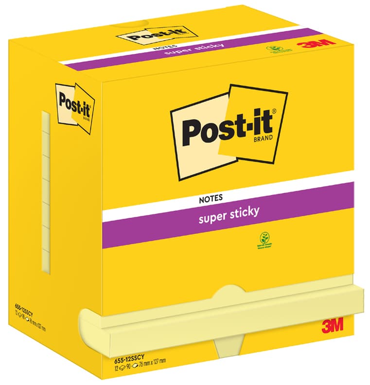 Post-It Haftnotizen Super Sticky Notes, 127 X 76 Mm, Gelb