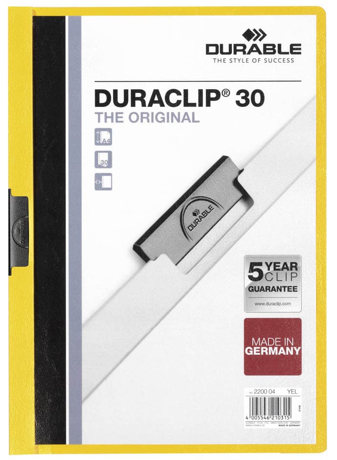 Durable Klemmhefter Duraclip Original 30, Din A4, Gelb
