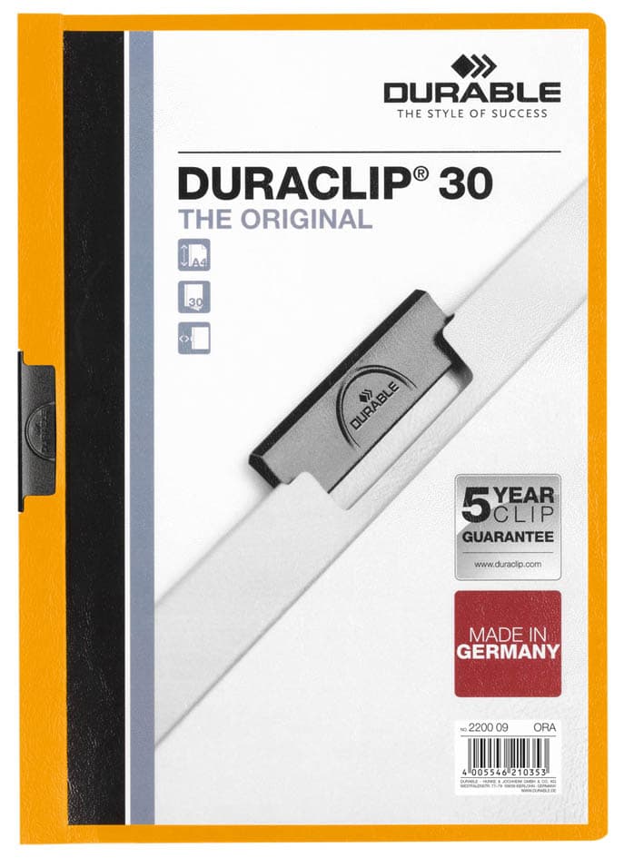 Durable Klemmhefter Duraclip Original 30, Din A4, Orange