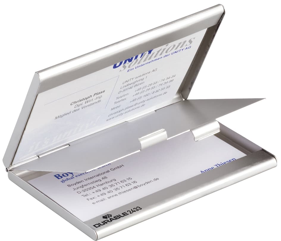 Durable Visitenkarten-Etui Business Card Box Duo, Mattsilber
