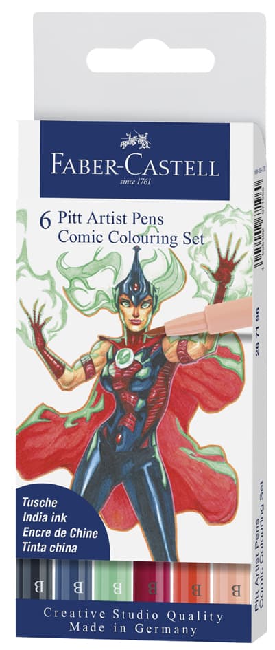 Faber-Castell Tuschestift Pitt Artist Pen, 6er Etui Comic