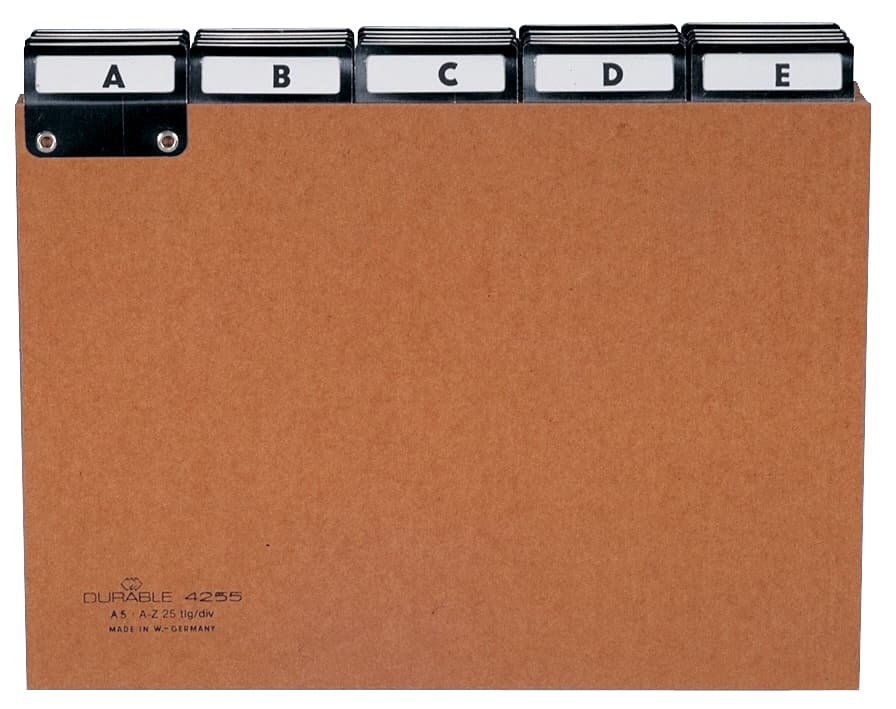 Durable Karteiregister A - Z, Pressspan, Din A5 Quer, Braun