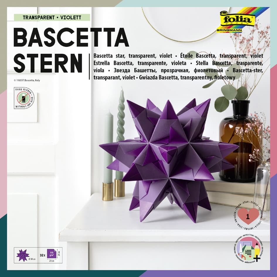 Folia Faltblätter Bascetta-Stern, Violett-Transparent
