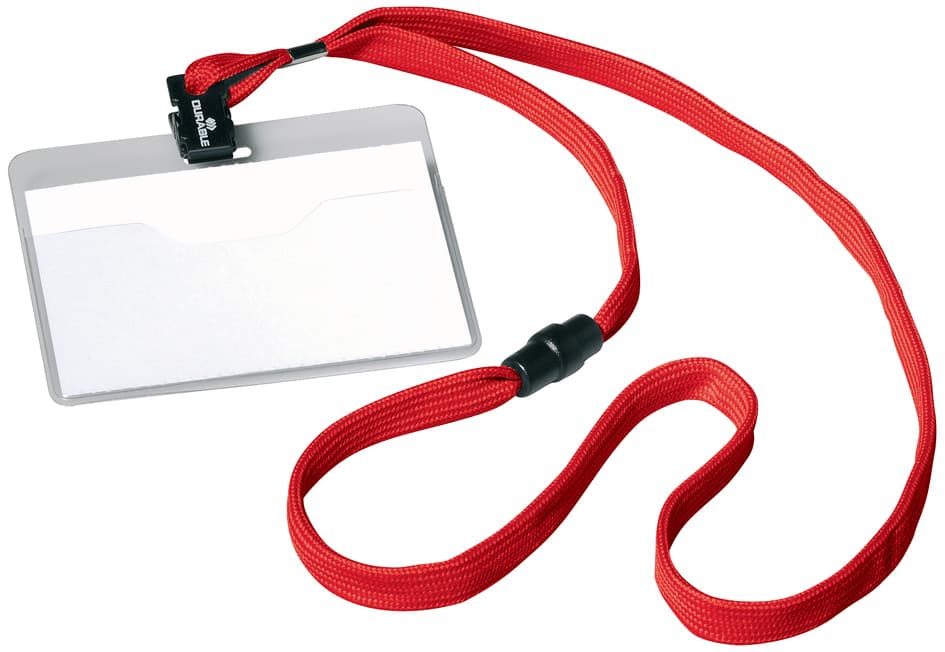 Durable Namensschild, Mit Textilband, 90 X 60 Mm, Rot