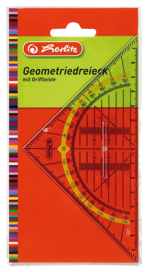 Herlitz Geometriedreieck Mit Griffleiste, Hypotenuse: 160 Mm