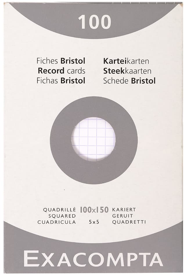Exacompta Karteikarten, 100 X 150 Mm, Kariert, Weiß
