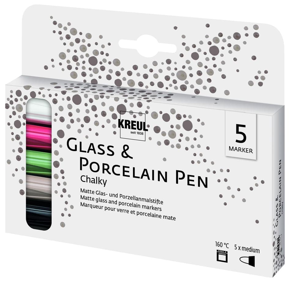 Kreul Glass & Porcelain Pen Chalky, 5er-Set