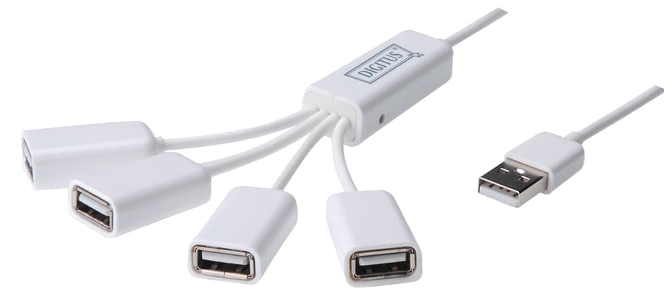 Digitus Usb 2.0 Kabel Hub, 4 Port, Weiß