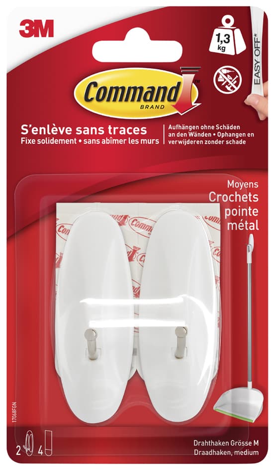 3m Command Draht-Haken, Kunststoff/Metall, Weiß, Größe: M